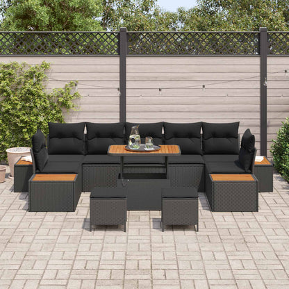 Set Divano da Giardino 10 pcs Nero polyrattan | homemem39