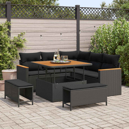 Set Divano da Giardino 8 pz Nero polyrattan | homemem39