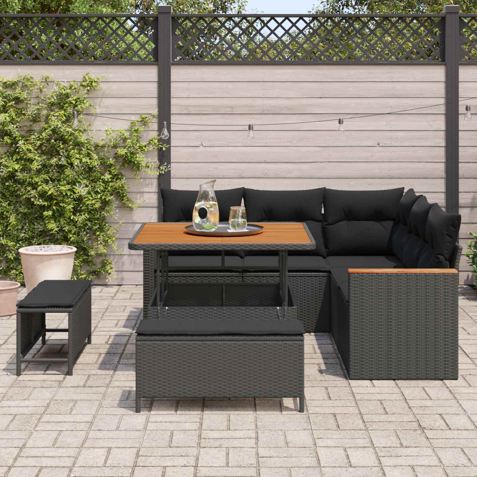 Set Divano da Giardino 8 pz Nero polyrattan | homemem39