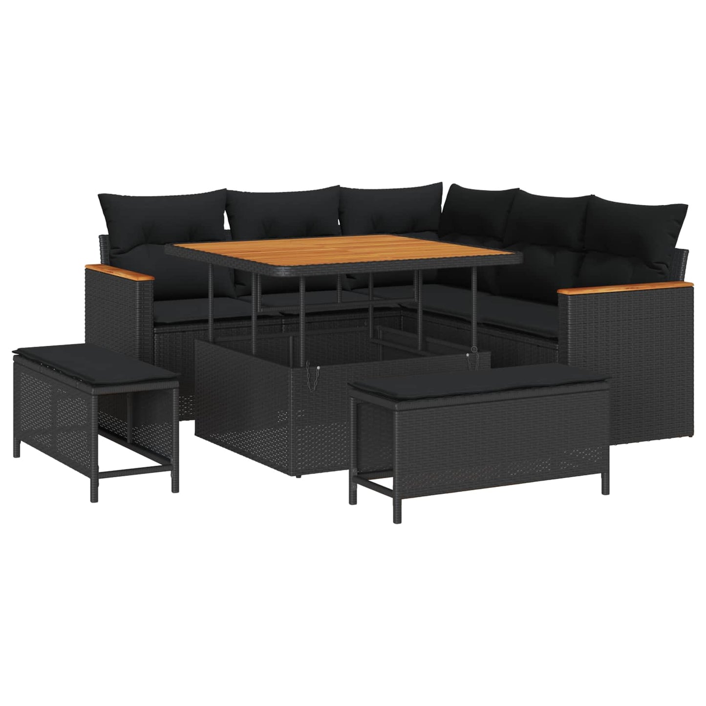 Set Divano da Giardino 8 pz Nero polyrattan | homemem39