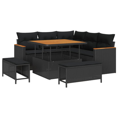 Set Divano da Giardino 8 pz Nero polyrattan | homemem39