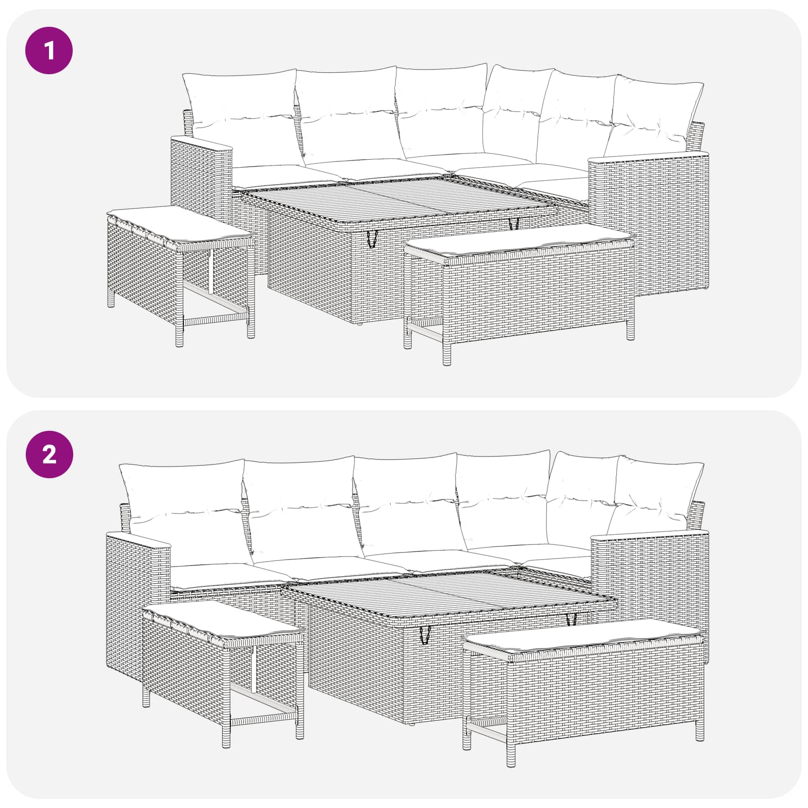 Set Divano da Giardino 8 pz Nero polyrattan | homemem39