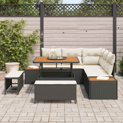 Set Divano da Giardino con cuscino 8 pcs Nero Poly Rattan - homemem39