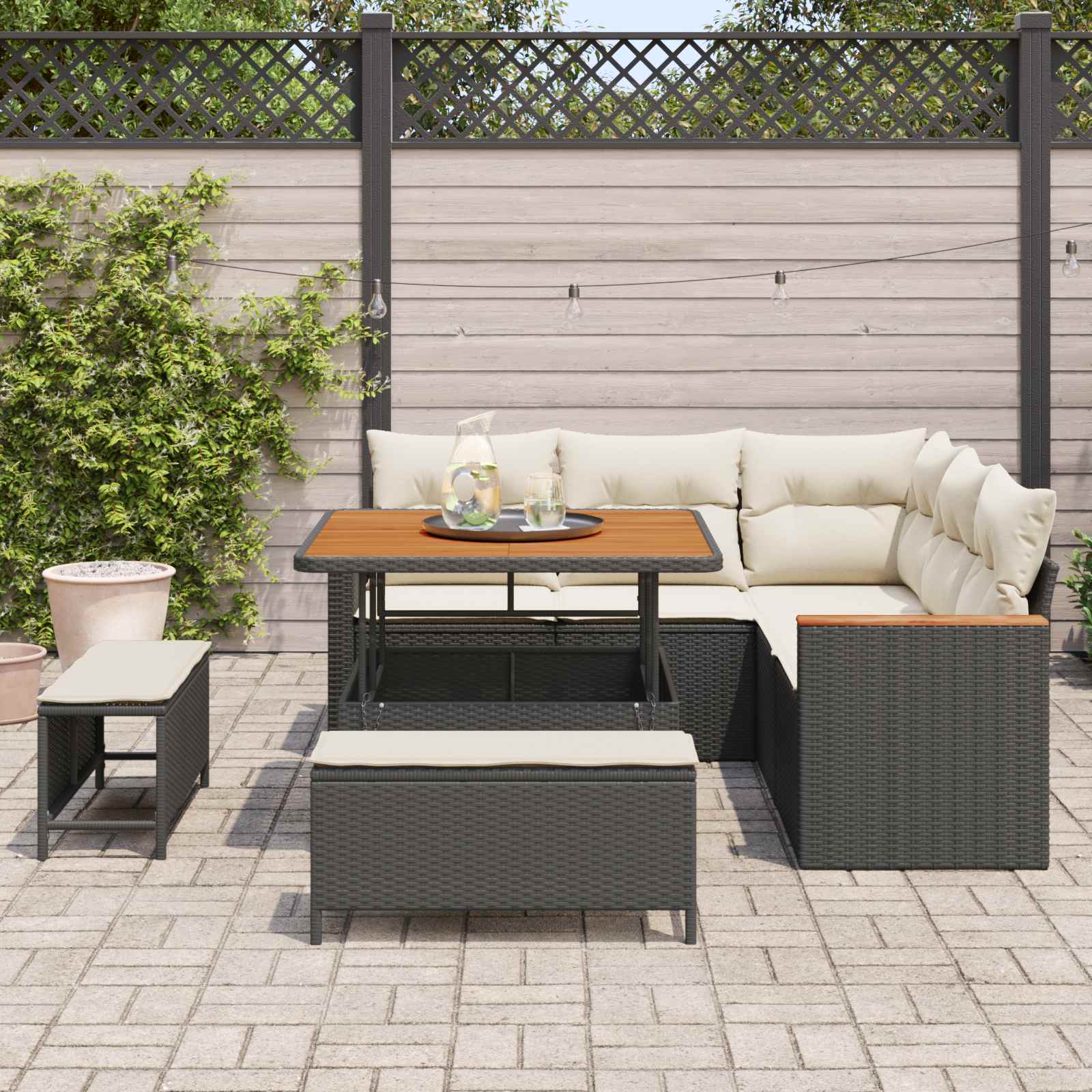 Set Divano da Giardino 8 pz Nero polyrattan | homemem39