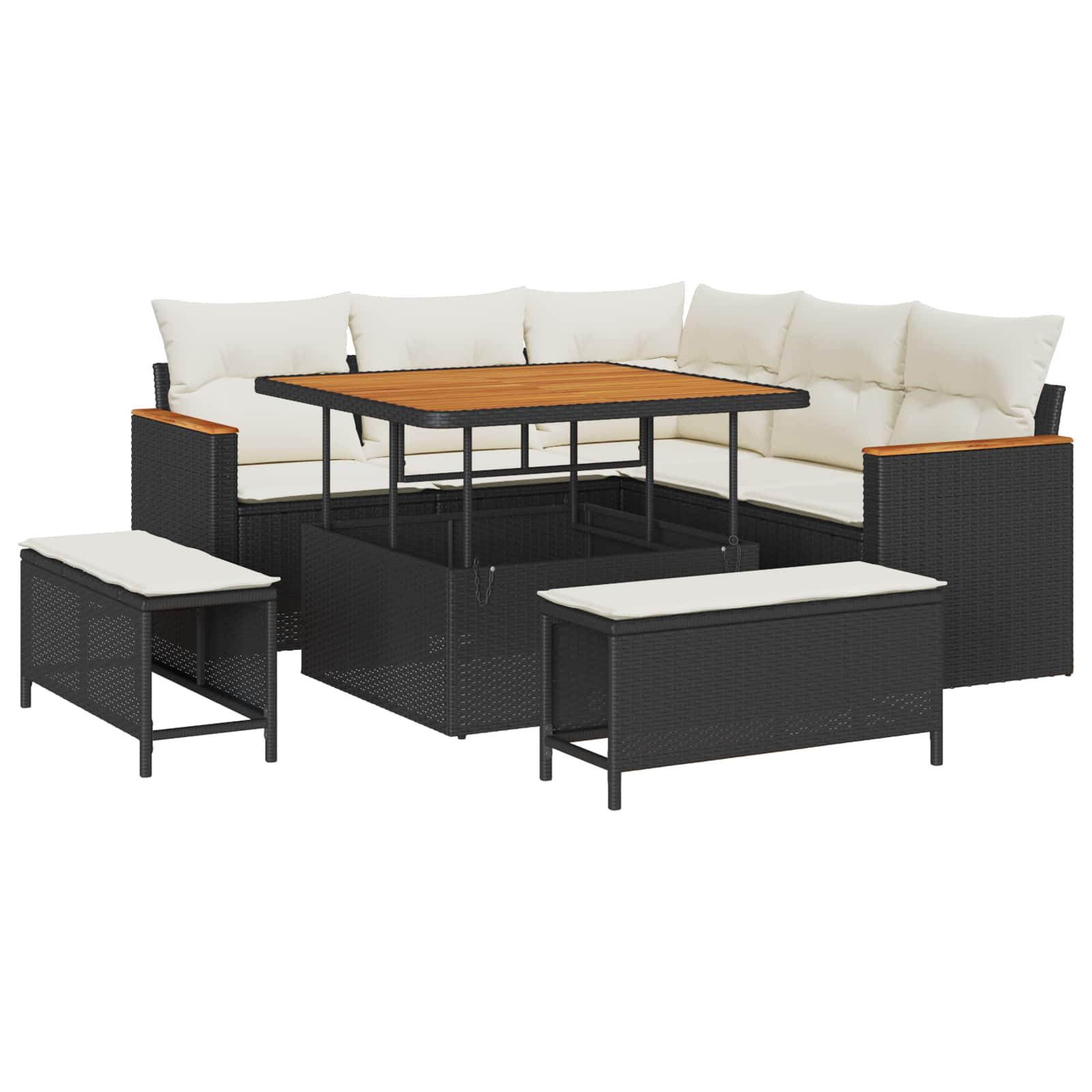Set Divano da Giardino 8 pz Nero polyrattan | homemem39