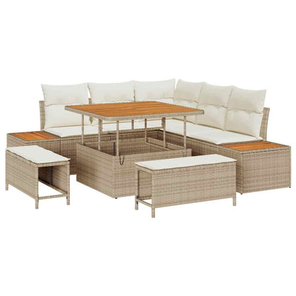 Set Divano da Giardino 8 pcs Beige polyrattan