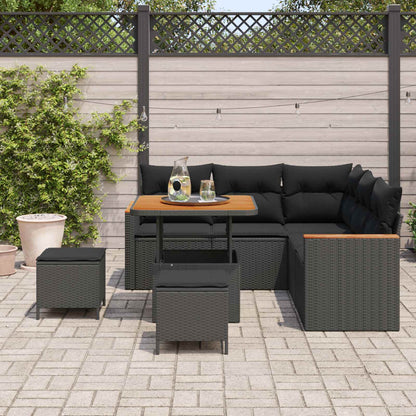 Set Divano da Giardino 8 pz Nero polyrattan | homemem39