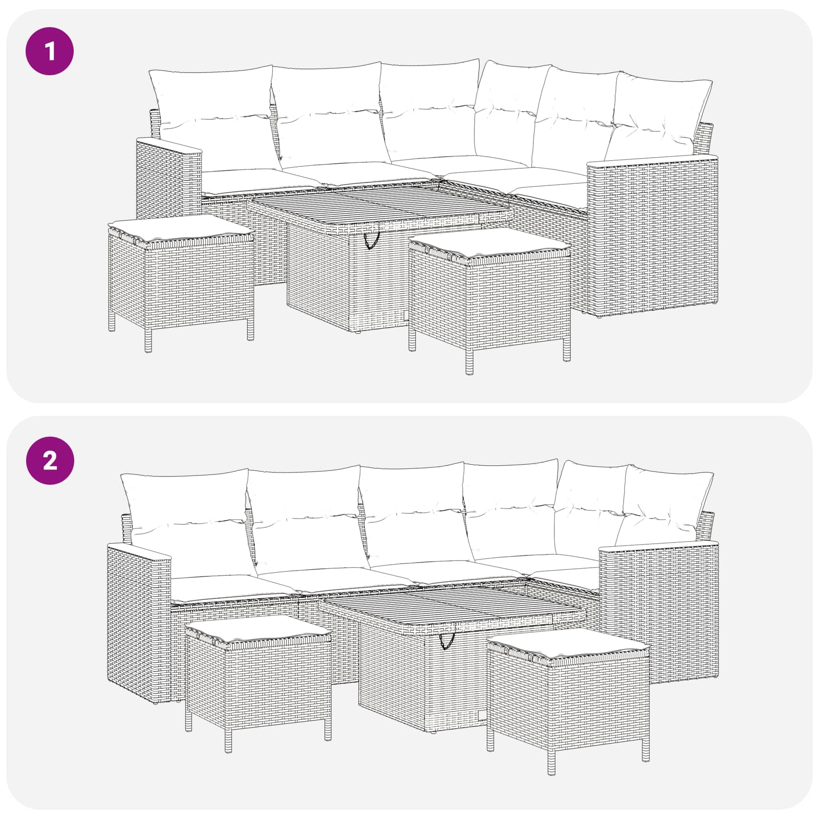 Set Divano da Giardino 8 pz Nero polyrattan | homemem39