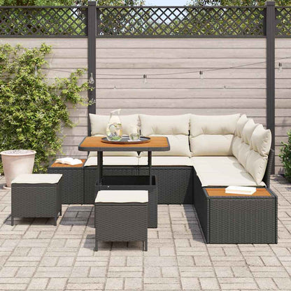 Set Divano da Giardino con cuscino 8 pcs Nero Poly Rattan - homemem39