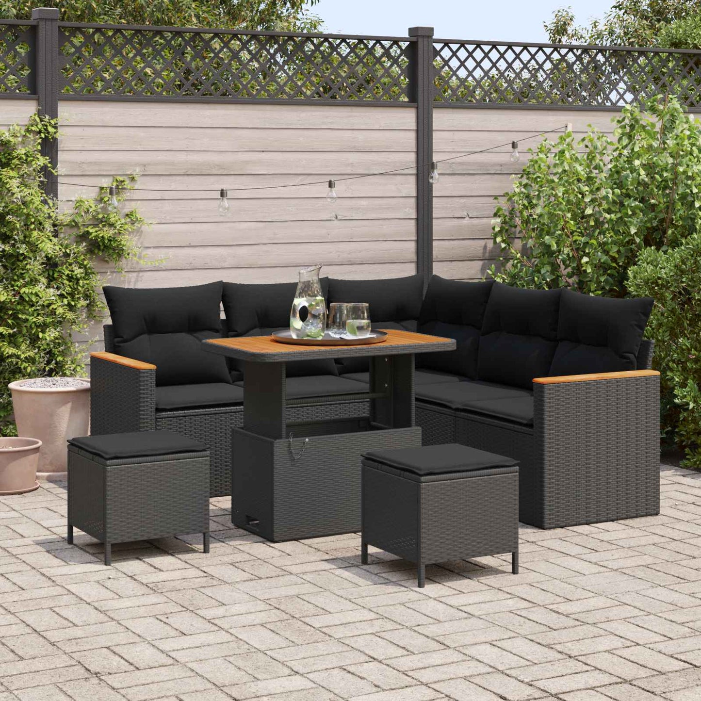 Set Divano da Giardino 8 pz Nero polyrattan | homemem39
