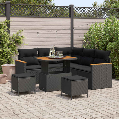 Set Divano da Giardino 8 pz Nero polyrattan | homemem39
