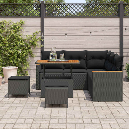 Set Divano da Giardino 8 pz Nero polyrattan | homemem39