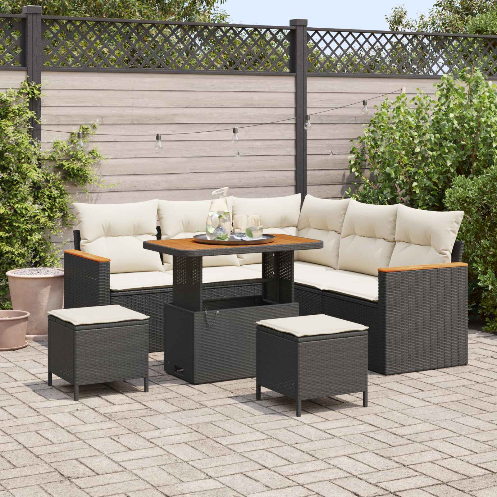 Set Divano da Giardino 8 pz Nero polyrattan | homemem39