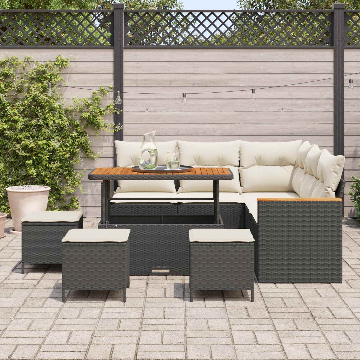 Set Divano da Giardino 9 pz Nero polyrattan | homemem39