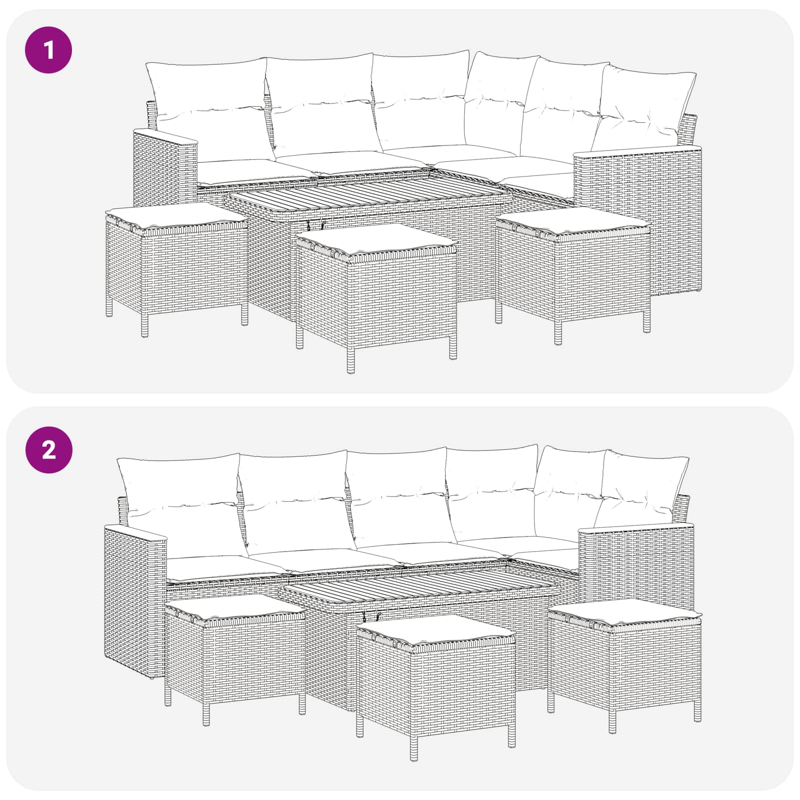 Set Divano da Giardino 9 pz Nero polyrattan | homemem39