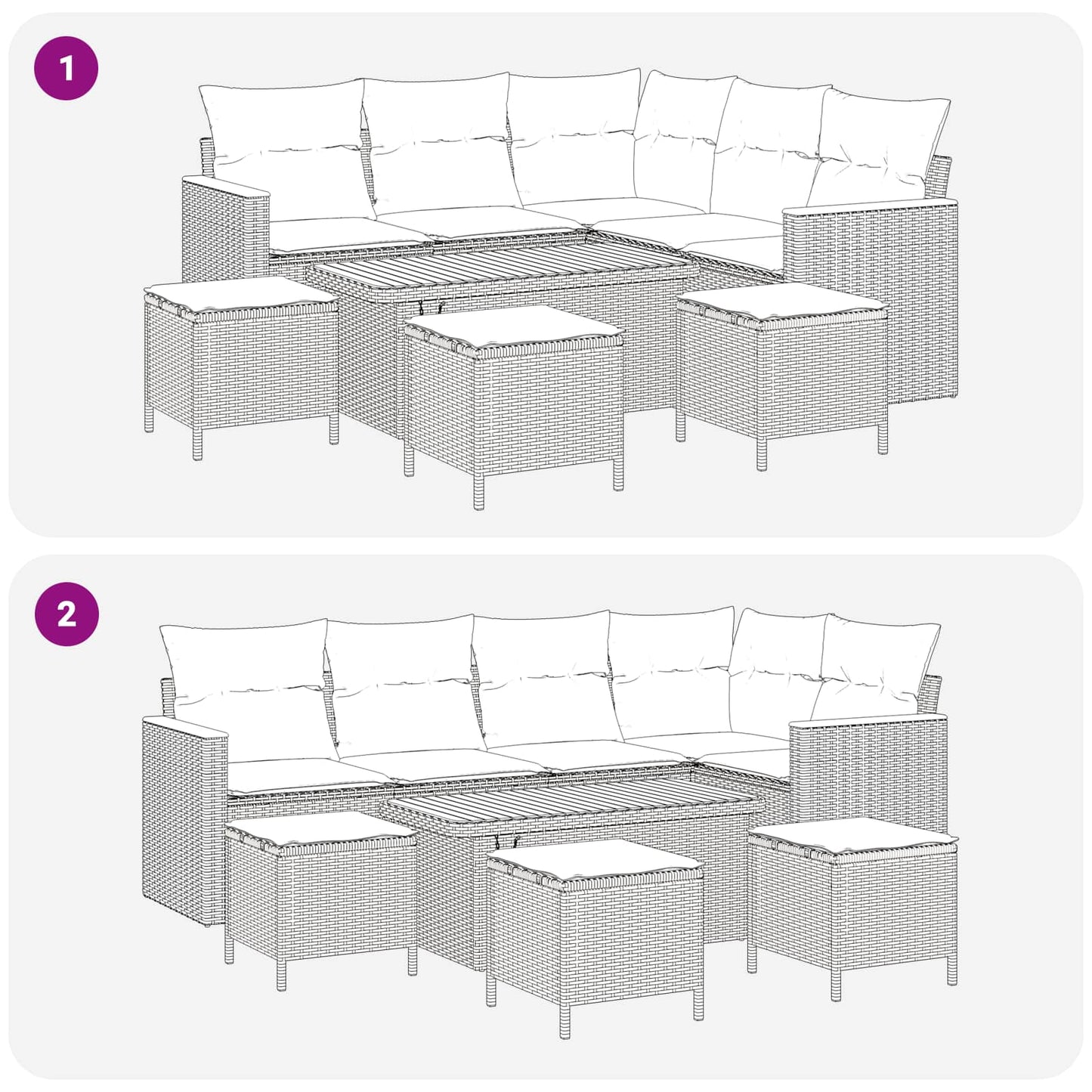 Set Divano da Giardino 9 pz Nero polyrattan | homemem39