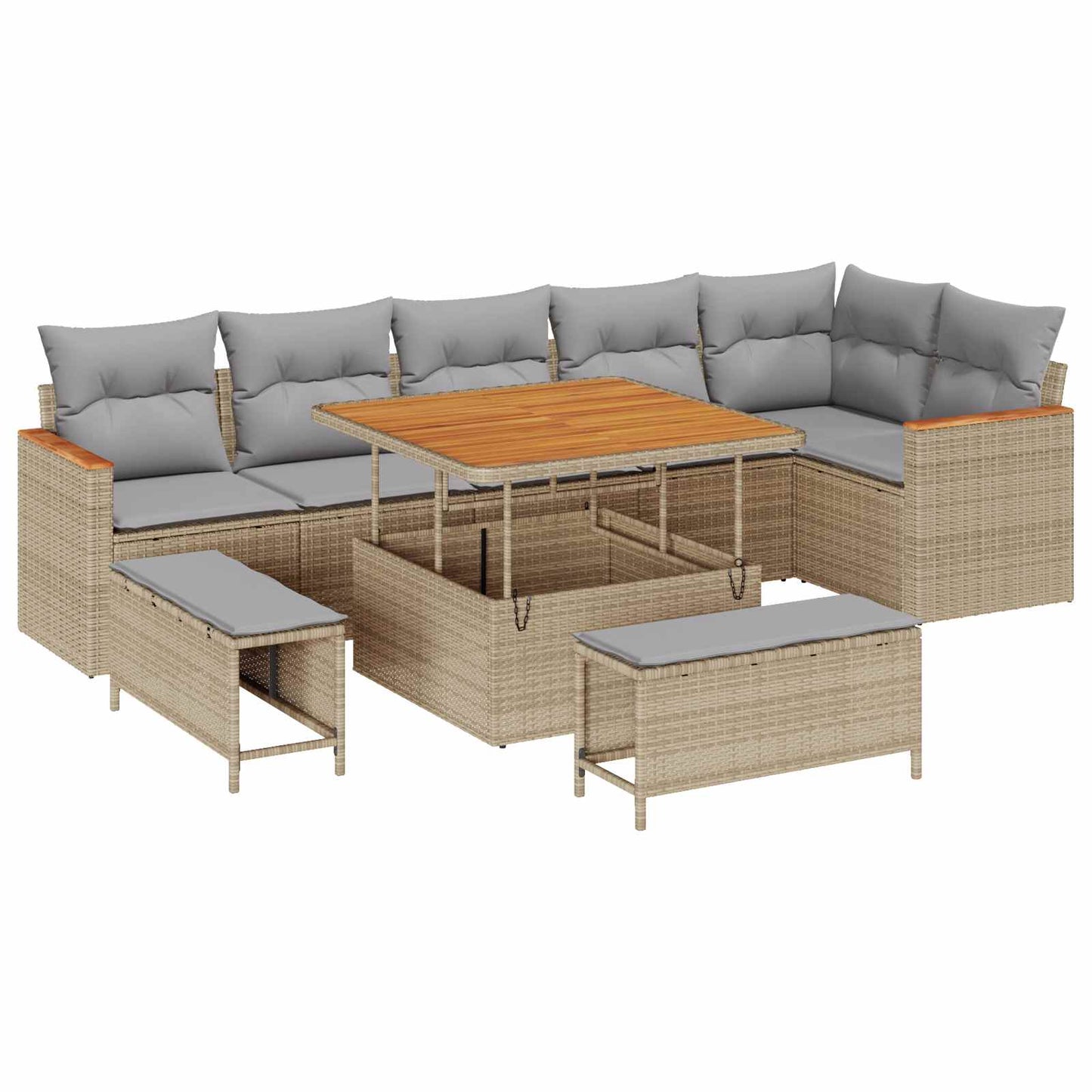 Set Divano da Giardino 9 pcs Beige polyrattan | homemem39