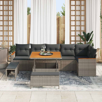 Set Divano da Giardino 9 pcs Grigio polyrattan | homemem39