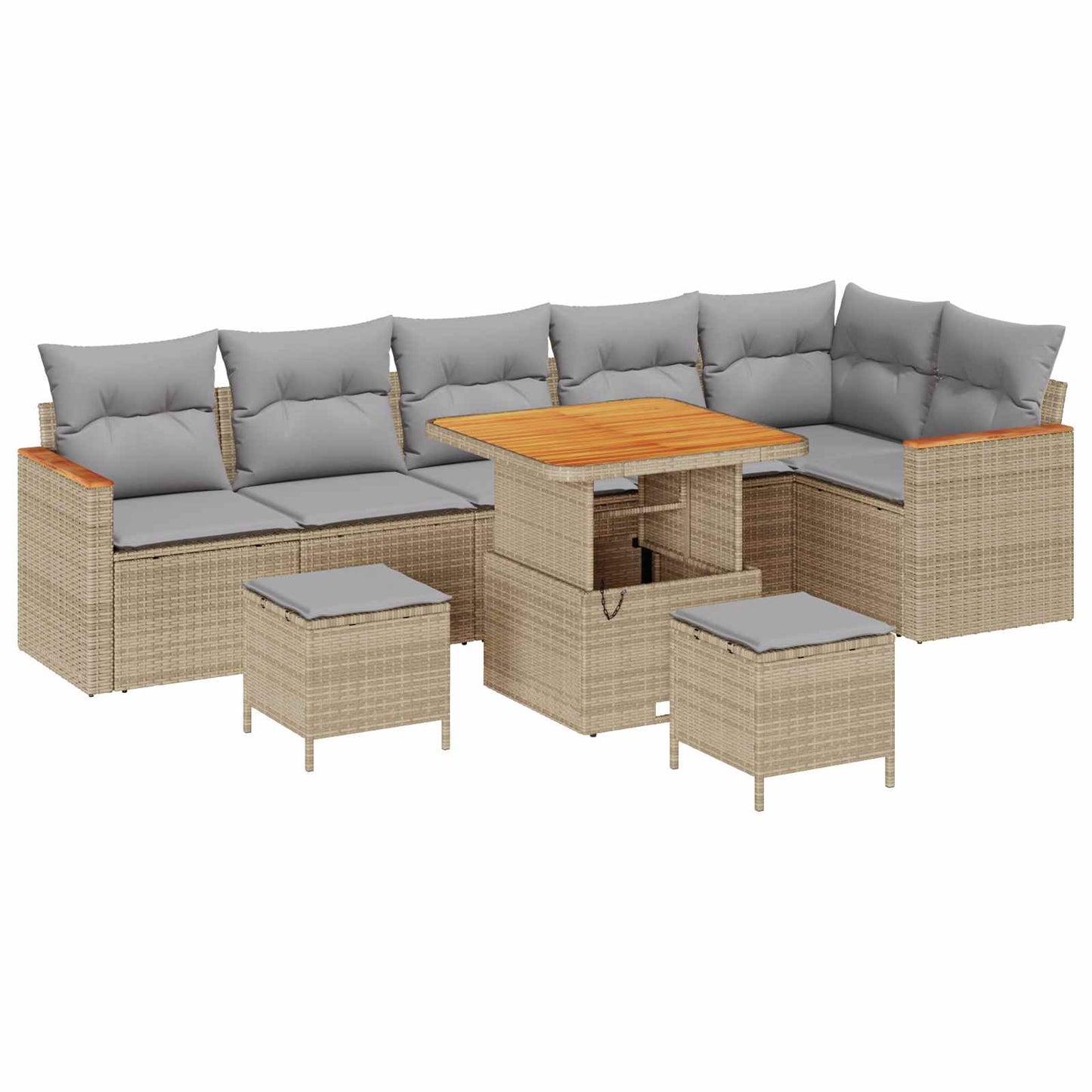Set Divano da Giardino 9 pcs Beige polyrattan | homemem39