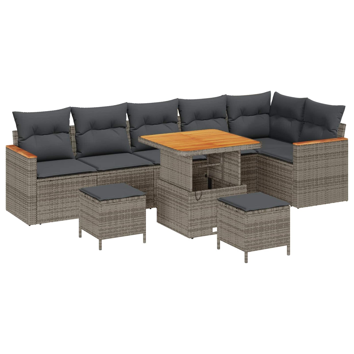 Set Divano da Giardino 9 pcs Grigio polyrattan | homemem39