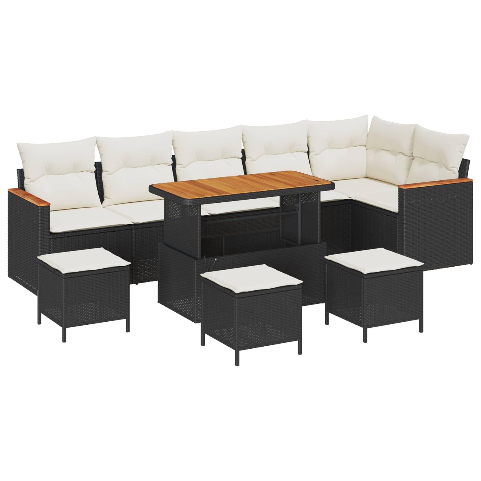 Set Divano da Giardino 10 pcs Nero polyrattan | homemem39