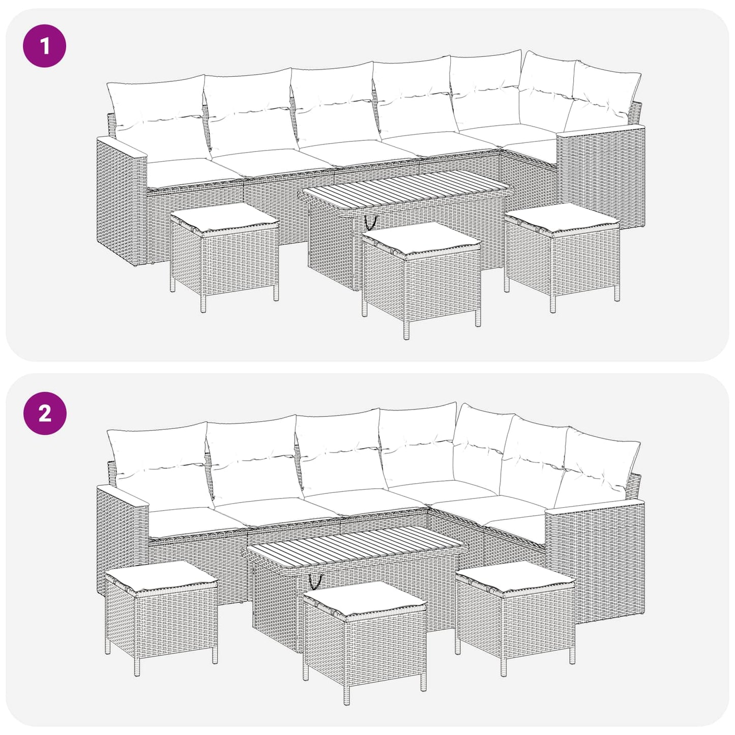 Set Divano da Giardino 10 pcs Nero polyrattan | homemem39