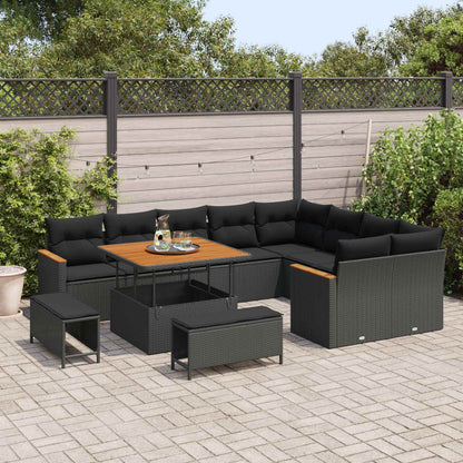 Set Divano da Giardino 12 pz Nero polyrattan | homemem39