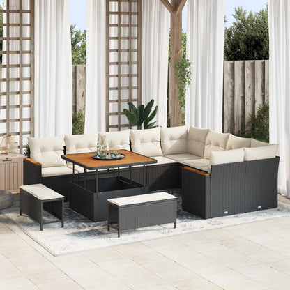 Set Divano da Giardino 12 pcs Nero polyrattan | homemem39