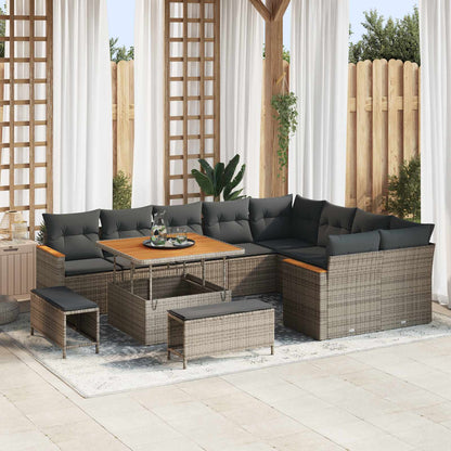 Set Divano da Giardino 12 pcs Grigio polyrattan | homemem39