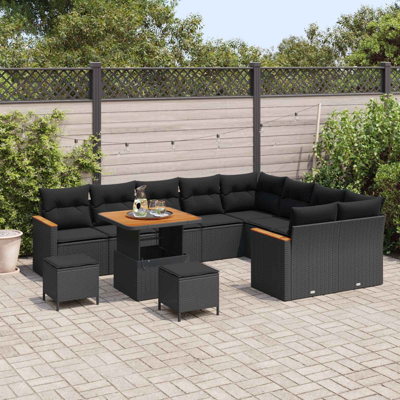 Set Divano da Giardino 12 pz Nero polyrattan | homemem39