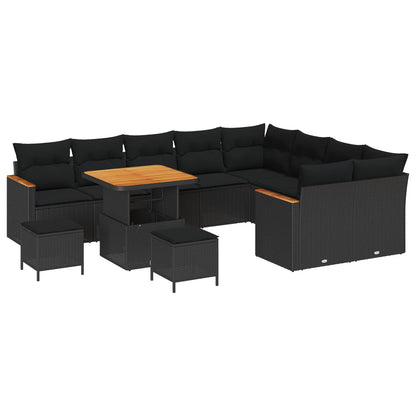 Set Divano da Giardino 12 pz Nero polyrattan | homemem39