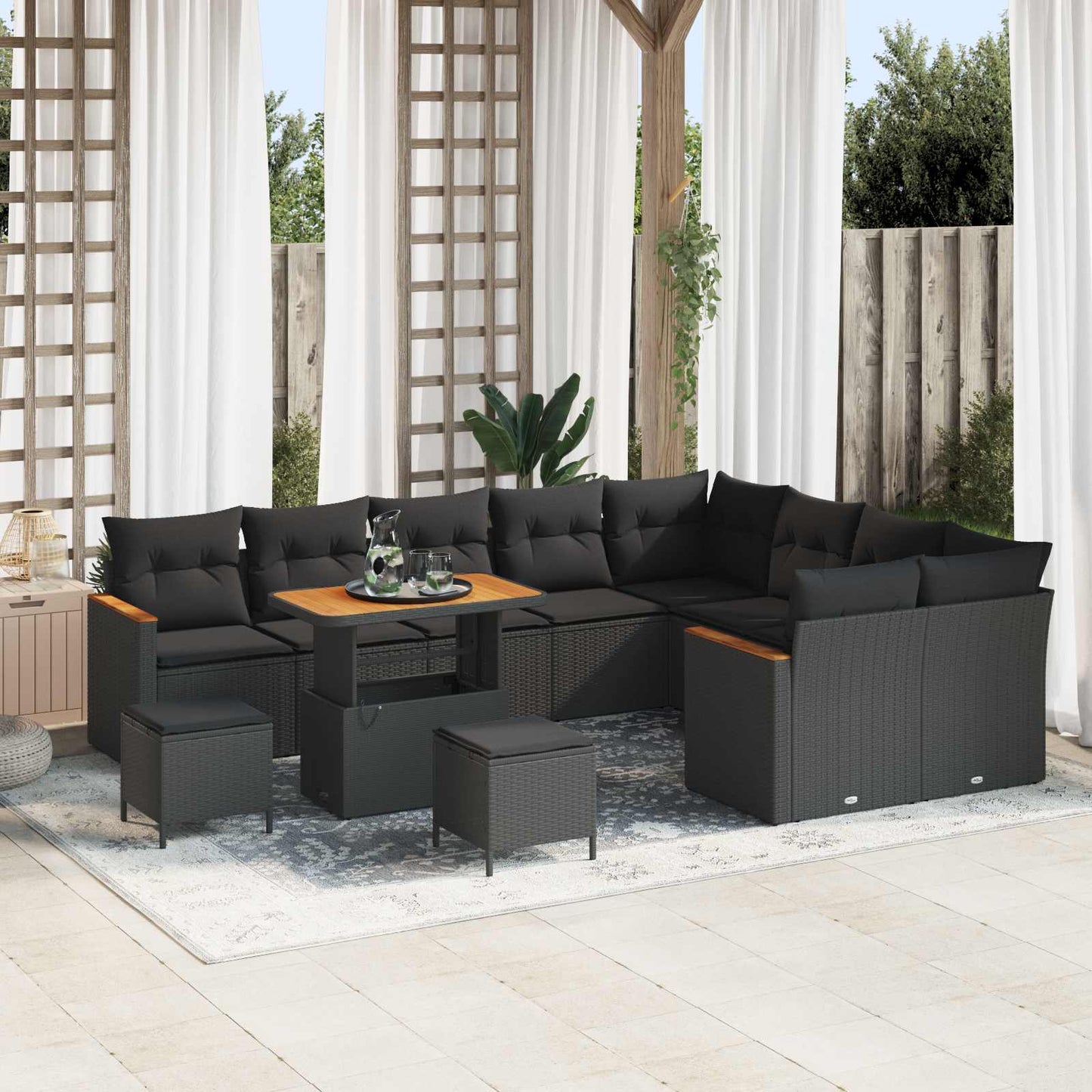 Set Divano da Giardino 12 pz Nero polyrattan | homemem39