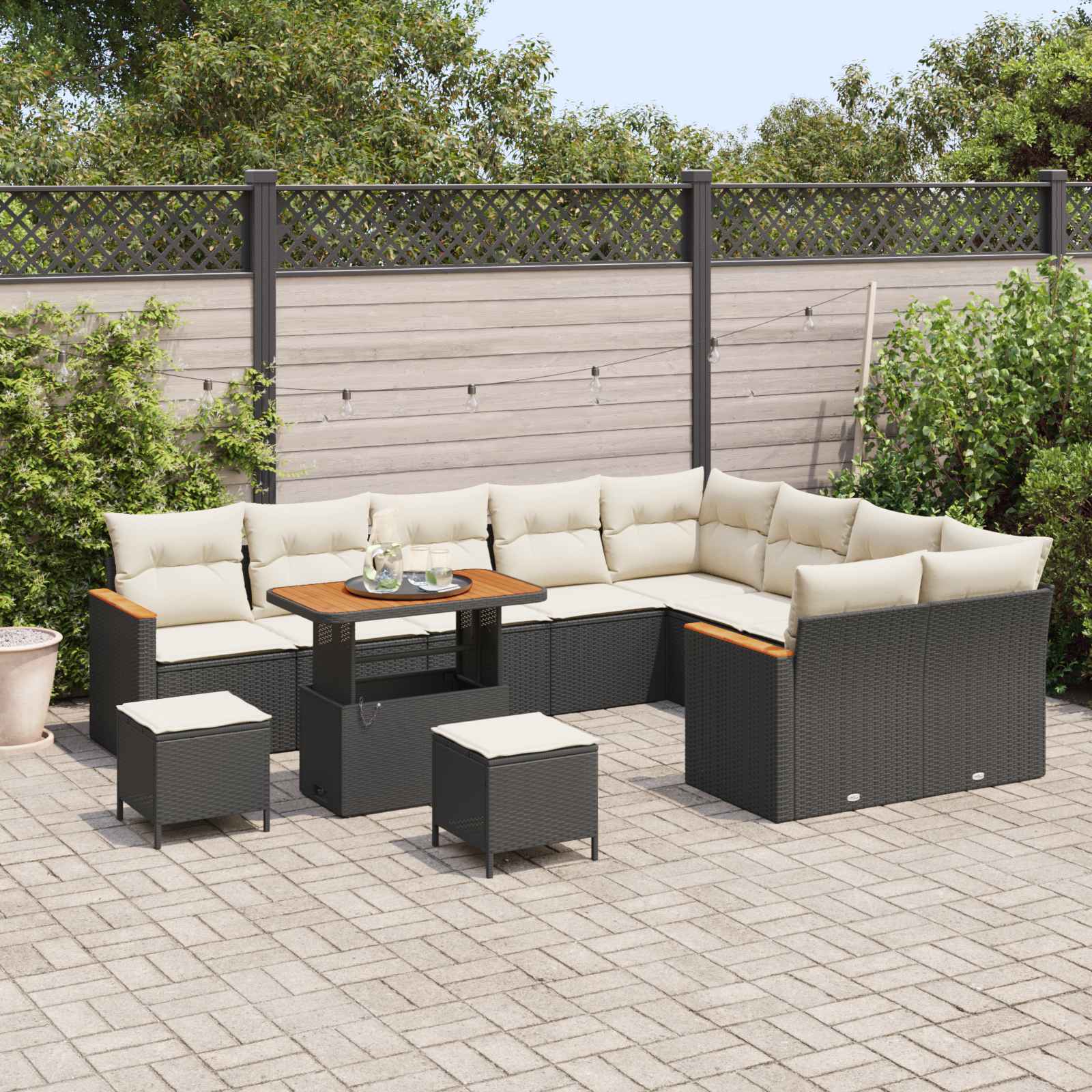 Set Divano da Giardino 12 pcs Nero polyrattan | homemem39