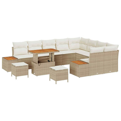 Set Divano da Giardino con cuscino 12 pcs Beige Poly Rattan - homemem39