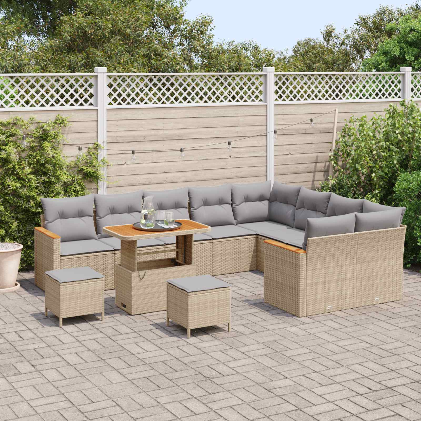 Set Divano da Giardino 12 pcs Beige polyrattan | homemem39