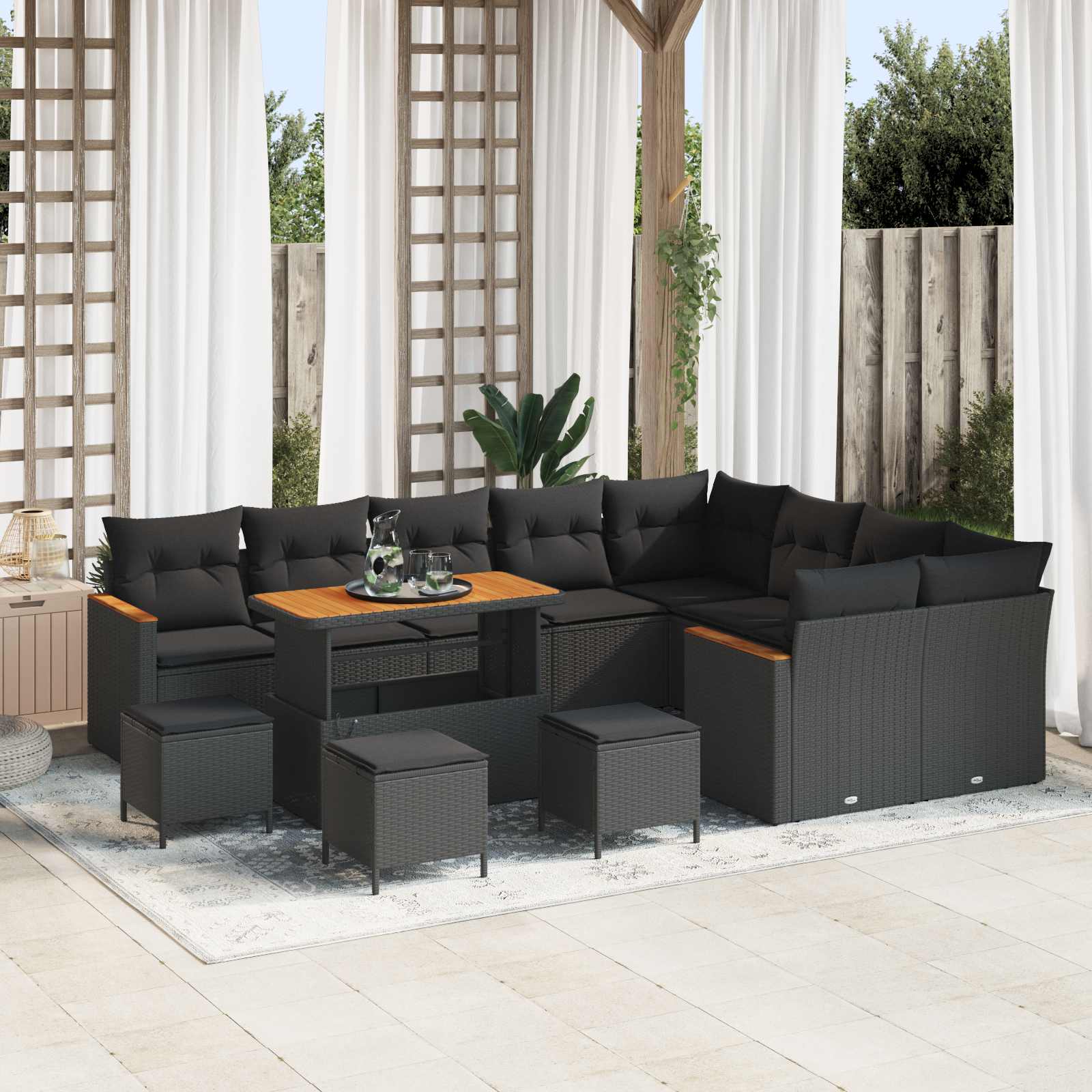 Set Divano da Giardino 13 pz Nero polyrattan | homemem39
