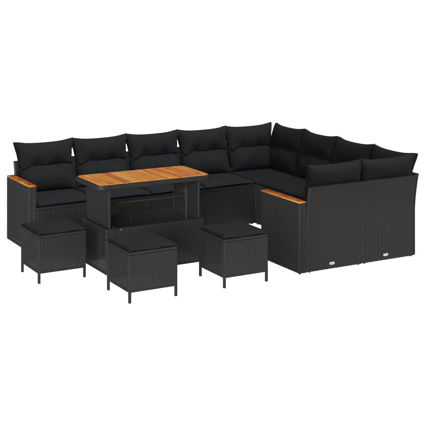 Set Divano da Giardino 13 pz Nero polyrattan | homemem39