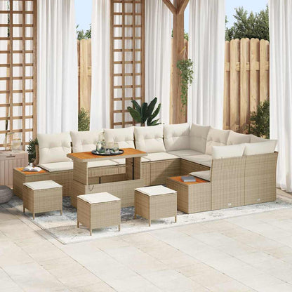 Set Divano da Giardino con cuscino 13 pcs Beige Poly Rattan - homemem39