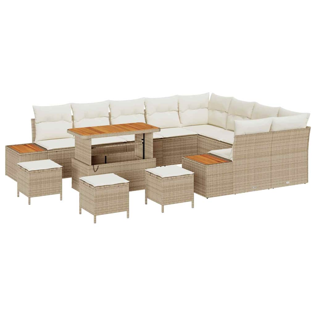 Set Divano da Giardino con cuscino 13 pcs Beige Poly Rattan - homemem39