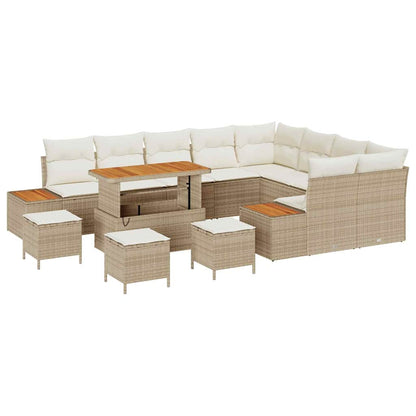 Set Divano da Giardino con cuscino 13 pcs Beige Poly Rattan - homemem39