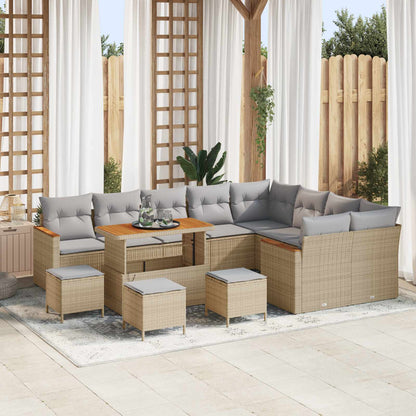 Set Divano da Giardino 13 pcs Beige polyrattan | homemem39