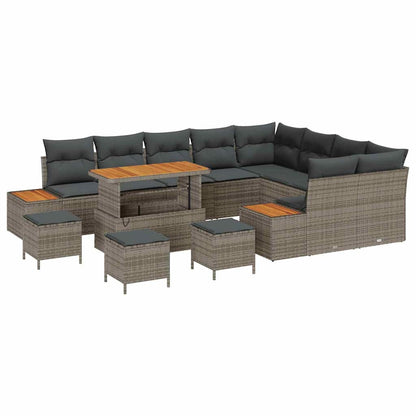 Set Divano da Giardino con cuscino 13 pcs Grigio Poly Rattan - homemem39