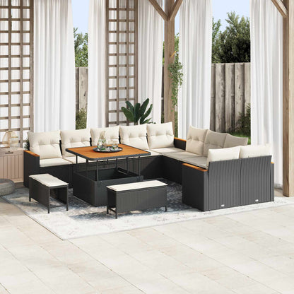 Set Divano da Giardino 13 pcs Nero polyrattan | homemem39