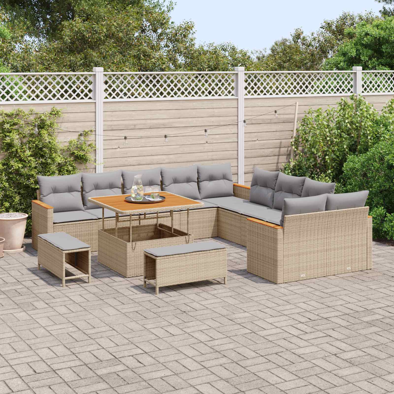 Set Divano da Giardino 13 pcs Beige polyrattan | homemem39