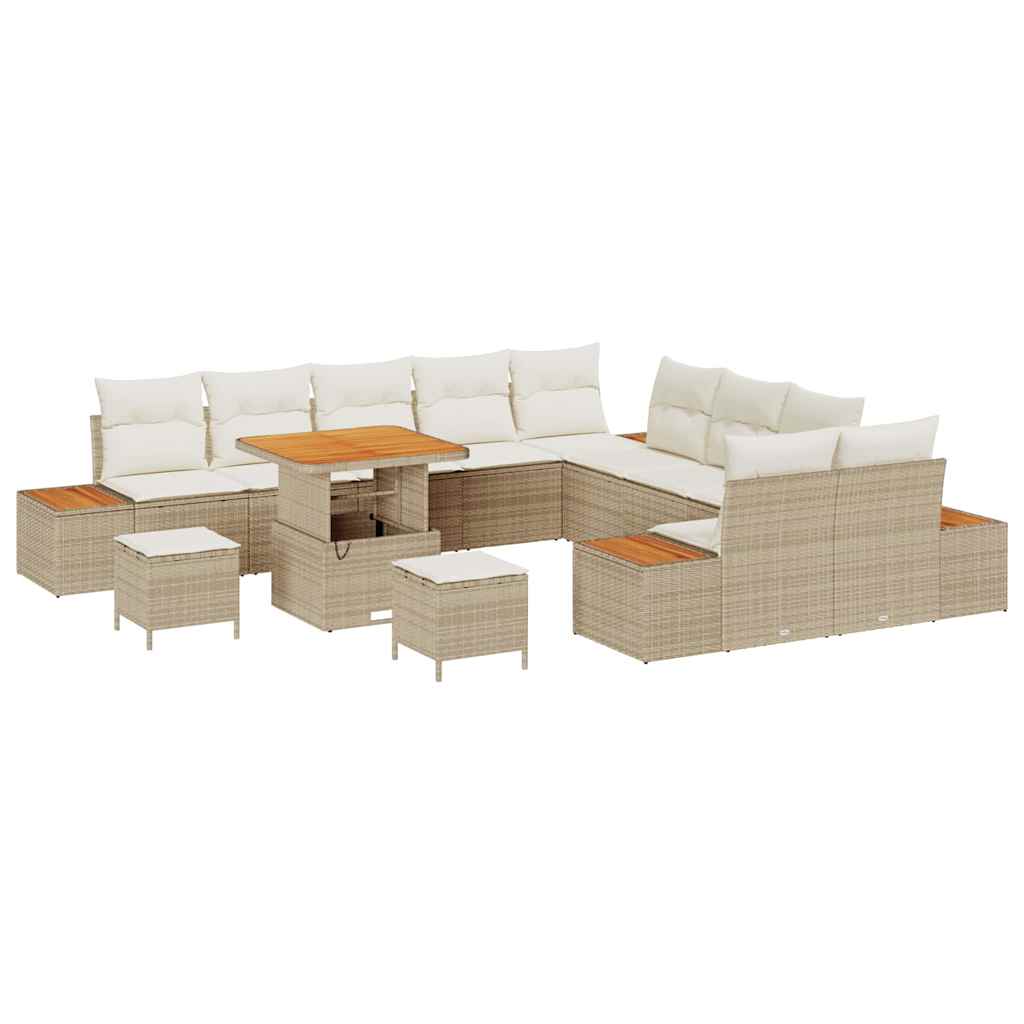 Set Divano da Giardino con cuscino 13 pcs Beige Poly Rattan - homemem39