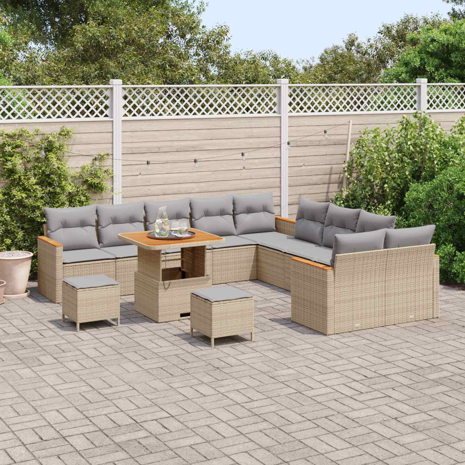 Set Divano da Giardino 13 pcs Beige polyrattan | homemem39