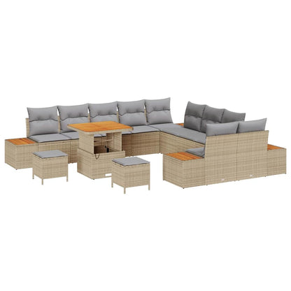 Set Divano da Giardino con cuscino 13 pcs Beige Poly Rattan - homemem39