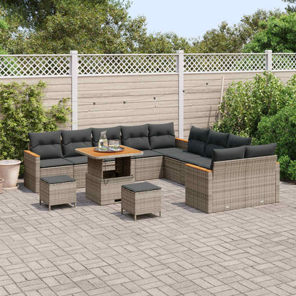 Set Divano da Giardino 13 pcs Grigio polyrattan | homemem39