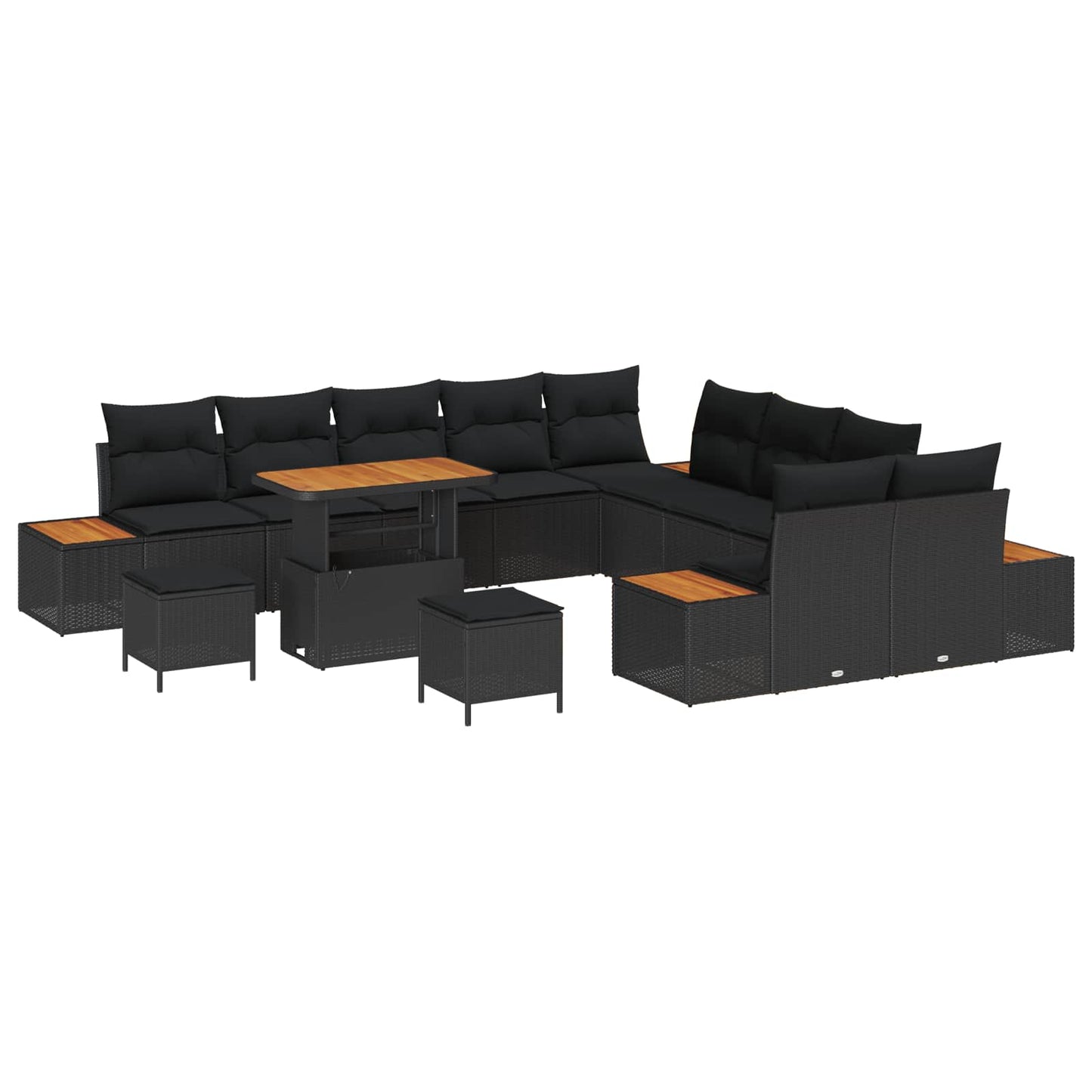 Set Divano da Giardino 13 pcs Nero polyrattan | homemem39