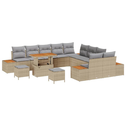 Set Divano da Giardino con cuscino 13 pcs Beige Poly Rattan - homemem39